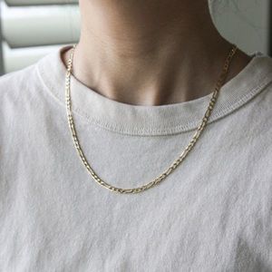 10KT Yellow Gold Figaro Chain Necklace 3.1mm width, 18 in length